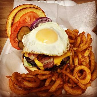 Product: Heart Attack Burger - Angie's Sports Bar & Pizzeria in Chicago, IL American Restaurants