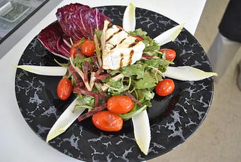 Product: Endive,grilled brie,beets,roasted cherry tomatoes,arugula,with balsamic dressing. - Art Caffe in Venice, FL Italian Restaurants