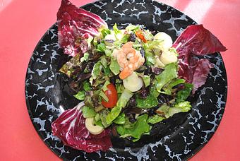 Product: Sauted shrimp,heart of palm,mixed greens,cherry tomatoes and lemon olive oil. - Art Caffe in Venice, FL Italian Restaurants