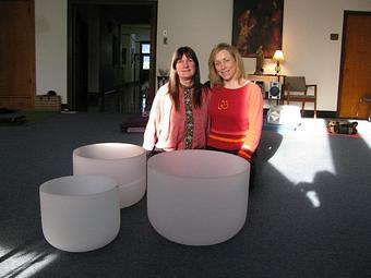 Product: Mary with Sandee Conroy, The Singing Bowl Lady, at the Women's Self Care Retreat circa 2010 - Awakening Point Yoga Studio in Hackettstown, NJ Yoga Instruction