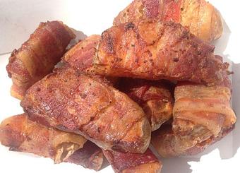 Product: Potato wedges, seasoned, baked, bacon wrapped, and baked again. - Bacon PDX in Hollywood - Portland, OR American Restaurants