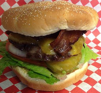 Product: Classic Bacon Cheeseburger featuring choice of cheese, produce and condiments. - Bacon PDX in Hollywood - Portland, OR American Restaurants