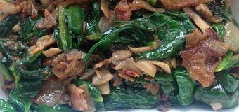Product: Classic saute with bacon, spinach, mushrooms, and onions finished with black pepper, garlic and lemon juice. - Bacon PDX in Hollywood - Portland, OR American Restaurants