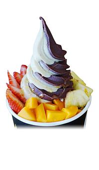 Product: Acai-Banana Banán topped with shaved coconut, puffed quinoa, granola, papaya, pineapple, strawberries, and honey - Banán - University Store in Honolulu, HI Vegan Restaurants