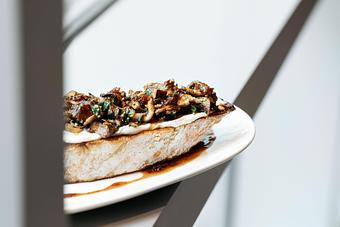 Product: Mushroom toast with goat cheese and fig-sherry syrup - Bar AC in Denver, CO Restaurants/Food & Dining