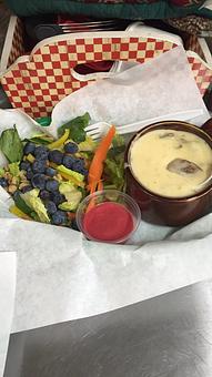 Product: Turkey Sausage Potato Chowder with Spinach Blueberry Salad - Big State Coffee House and Roastery in La Grange, TX Coffee, Espresso & Tea House Restaurants