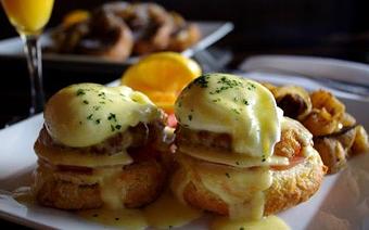Product: eggs benedict - Blue 44 Restaurant & Bar in Located on The Avenue in the heart of Chevy Chase - Washington, DC American Restaurants
