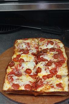 Product: Detroit Style Pizza - cupping pepperoni thin cut - Blue Pan Pizza in South Golden - Golden, CO American Restaurants