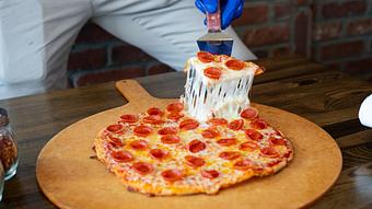Product: Gluten-friendly tavern style - Blue Pan Pizza in Congress Park - Denver, CO Dessert Restaurants