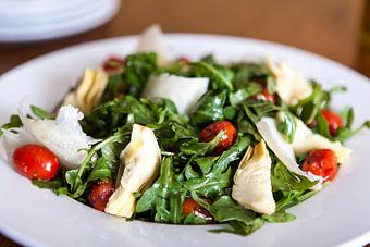 Product: arugula and artichoke salad - Blue Pan Pizza in West Higlands - Denver, CO Dessert Restaurants