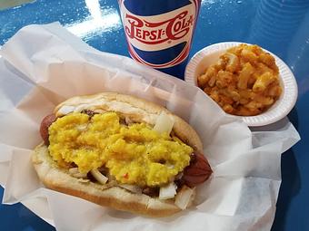 Product: Smokey Dog w/Smokey mac & cheese - Blue Ridge BBQ & Catering in Lynchburg, VA Barbecue Restaurants