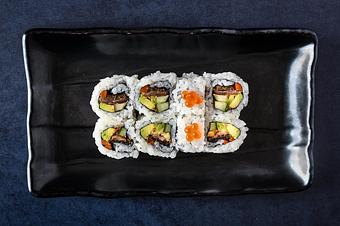 Product: Salmon Skin Roll - Blue Sushi Sake Grill - 144th & W. Maple Rd. in Omaha, NE Sushi Restaurants