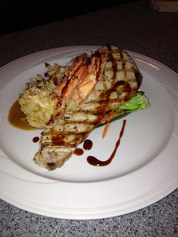 Product: Grilled Ono with Colossal Shrimp Tempura  - Brennecke's Beach Broiler in Poipu Beach Park - Koloa, HI American Restaurants