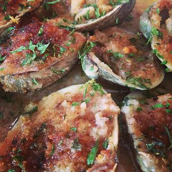 Product: Baked Clams Oreganata! - Brooklyn Pub in Brooklyn, NY American Restaurants