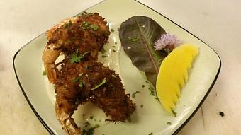 Product: Norma's famous cocnut shrimp over sweet creamy coconut sauce. - Buffleheads Restaurant At Hills Beach in Biddeford, ME American Restaurants