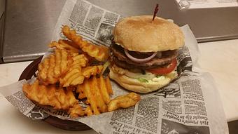 Product: Famous Bumps burger with waffle fries - Bumps Grill Tavern in Sheboygan, WI Bars & Grills