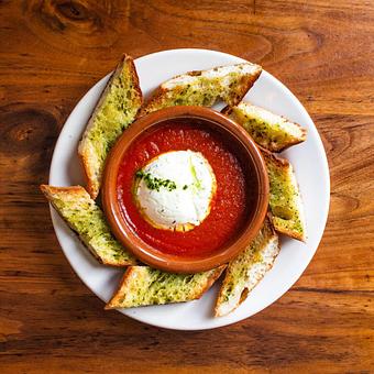 Product: Goat Cheese Baked in Tomato Sauce - Cafe Ba-Ba-Reeba! in Lincoln Park - Chicago, IL Gluten Free Restaurants