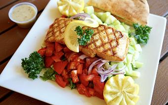 Product: Salmon Salad - California Pita & Grill Beverly Hills in Beverly Hills, CA Greek Restaurants