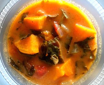 Product: African Groundnut Stew - organic sweet potatoes, cabbage, tomatoes, onions, almond butter, cilantro, ginger, cayenne - Canihaveabite in Plaza - Kansas City, MO Health Food Restaurants