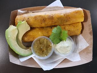 Product: Sweet & Spicy Taquito with Cashew Lime & Cilantro Crema - Canihaveabite in Plaza - Kansas City, MO Health Food Restaurants