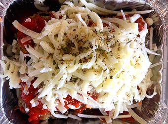 Product: Vegetable Gratin - layers of organic basil tomatoes, sweet peppers, rosemary sweet potatoes, thyme carrots, massaged greens, garlic brussels sprouts, oregano zucchini, Irish cheddar and topped w\parmesan cheese - Canihaveabite in Plaza - Kansas City, MO Health Food Restaurants