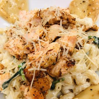 Product: Salmon Alfredo - Cedar Lodge in Ladysmith, WI American Restaurants