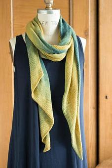 Product: Tahiti Bias 'Before & After' Scarf shown in color 7668 Jungle. - Churchmouse Yarns & Teas in Bainbridge Island, WA Sewing & Yarn Supplies