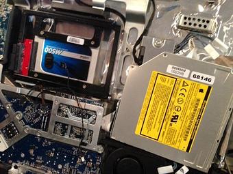 Product: Inside an iMac with newly installed Solid State Hard Drive - Click IT Computer in Chagrin Falls, OH Computer Repair