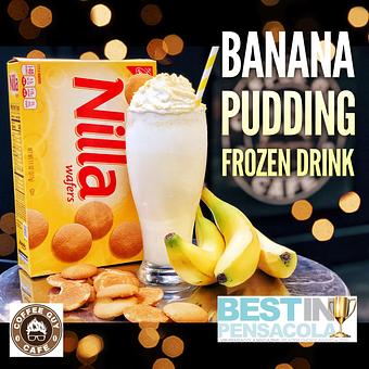 Product: Our banana pudding frozen drink mixes a Southern favorite and a Coffee Guy recipe to create this delicious treat! - Coffee Guy Cafe in Pensacola, FL Coffee, Espresso & Tea House Restaurants