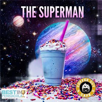 Product: There is something for every age here at the Coffee Guy Cafe. This is a specialty kid's drink that's a delicious cotton candy flavor frozen blended drink. You to your littlest ones are sure to love it! - Coffee Guy Cafe in Pensacola, FL Coffee, Espresso & Tea House Restaurants