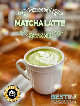 Product: Matcha is a finely ground powder extracted from green tea leaves enhanced with antioxidants and known to increase your metabolic rate during workouts. It's filled with caffeine, and blends into a smooth latte. Delicious and healthy! - Coffee Guy Cafe in Pensacola, FL Coffee, Espresso & Tea House Restaurants