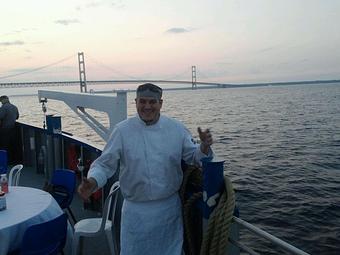 Product: We can cater anywhere! Even on a boat under the Mackinac Bridge! - Crow's Nest Restaurant and Catering in Harbor Springs, MI American Restaurants