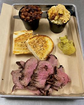 Product: 1 Meat plus 2 side dishes and garlic bread - CV BBQ in Indio, CA Barbecue Restaurants