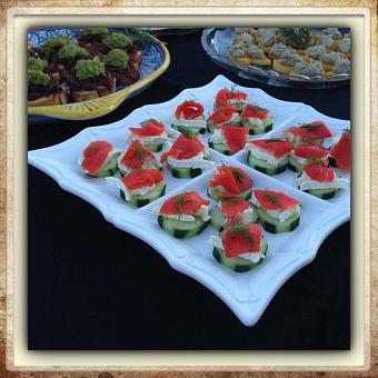 Product: Antipasti Party; Lox, French Goat cheese on a cucumber. - Danila Cuisine Private Chef in Los Angeles, CA Food & Beverage Stores & Services