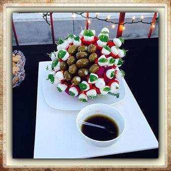 Product: I love colorful cauliflowers to make my decorations to present the Caprese squires adding Italian olives stuffed with Gorgonzola cheese. - Danila Cuisine Private Chef in Los Angeles, CA Food & Beverage Stores & Services