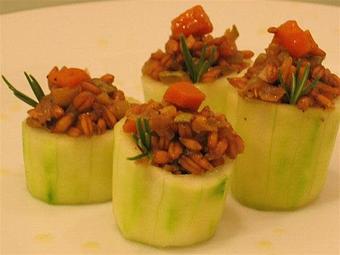 Product: Cucumbers used as a cup to serve the Risotto that can be made in many ways. This one is made with brown rice and veggies. - Danila Cuisine Private Chef in Los Angeles, CA Food & Beverage Stores & Services
