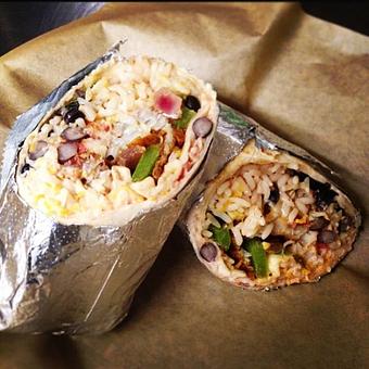 Product: Fried Catfish Fajita Burrito cut in half - Deep Run Roadhouse in West End - Richmond, VA Barbecue Restaurants