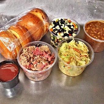 Product: Texas Caviar, Cowboy Beans, Cole Slaw, Pulled Pork, House Sauce and Freshly Baked Buns - Deep Run Roadhouse in West End - Richmond, VA Barbecue Restaurants