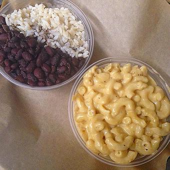 Product: Black Beans & Rice next to Mac & Cheese - Deep Run Roadhouse in West End - Richmond, VA Barbecue Restaurants