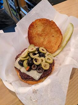 Product: Olive Burger - Deerfoot Lodge in Hayward - Hayward, WI American Restaurants