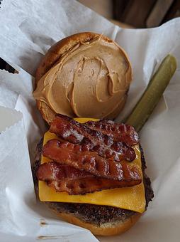 Product: Peanut Butter Bacon Burger! - Deerfoot Lodge in Hayward - Hayward, WI American Restaurants