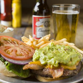 Product: The Del Charro Burger with Bacon and Guacamole - Del Charro Saloon in Downtown Santa Fe - Santa Fe, NM American Restaurants