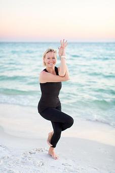 Product: Melissa in Eagle Pose - Destin Hot Yoga in Across the street from the Sandestin Outlet Mall - Miramar Beach, FL Yoga Instruction