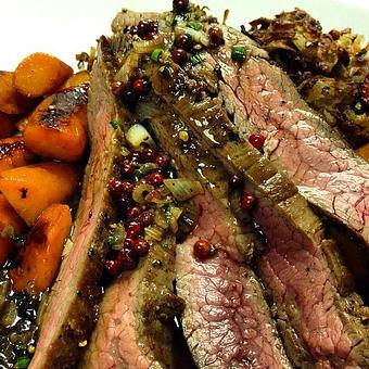 Product: Flank Steak with peppercorn demi glace - Divani in Grand Rapids, MI American Restaurants