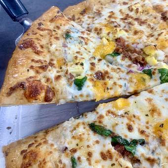 Product: Breakfast Pizza (Saturdays only) - Dom Bakeries North Carolina in North Wilkesboro, NC Bakeries