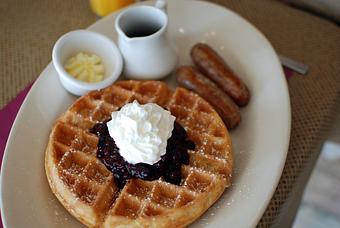 Product: Waffles with Fruit Compote - Eggcellence Brunchery in Annapolis, MD Restaurants/Food & Dining