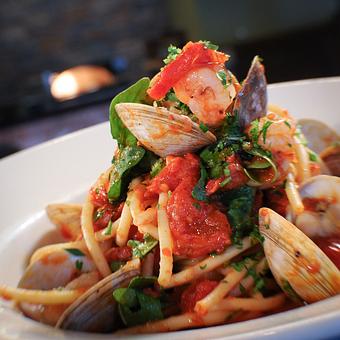 Product: Spice Clams & Pasta - Elizabeth's An American Bistro in Lewisburg, PA American Restaurants