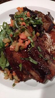 Product: Asian Braised Short Ribs with jasmine ginger rice, sesame-spinach& cucumber-carrot relish - Elizabeth's An American Bistro in Lewisburg, PA American Restaurants