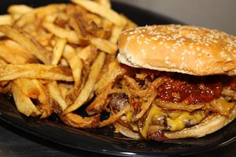 Product: BBQ Burger with fries - Emil's Hideaway in Cedar Rapids, IA American Restaurants