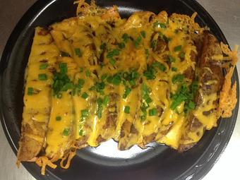 Product: with cheese and chives added - Ephen Tacos SmokeHouse Junction in Ridgecrest, CA Barbecue Restaurants